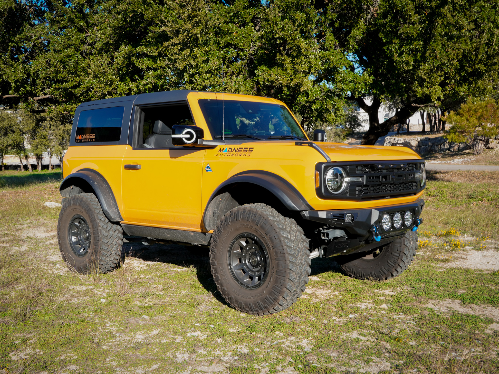 Ford Bronco Rear View Mirror Cover Set w/ built in LED Lights - Gloss Black